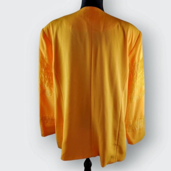 Beu Marc Women's Elegant Jacket Striped Beaded Embroidery Yellow - Picture 2 of 5